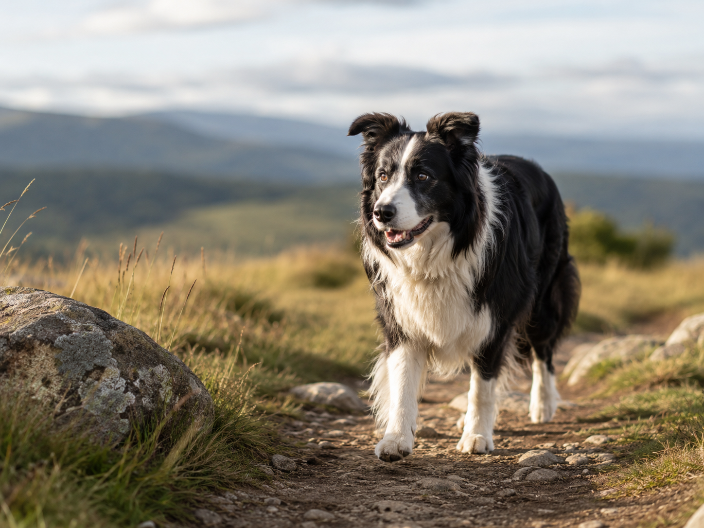 Active mature dog outdoors representing healthy aging resilience