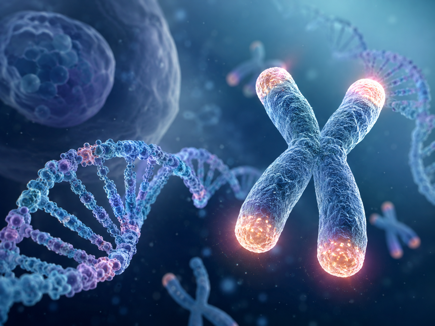 DNA and chromosome visualization representing telomeres
